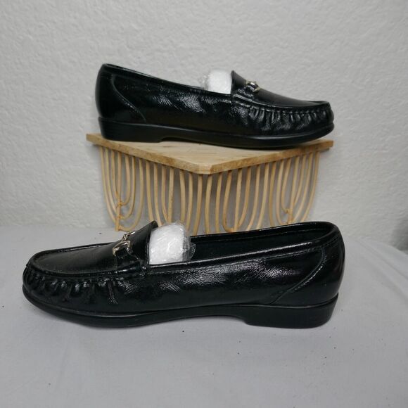 SAS Metro Horse Bit Loafers Slip-On Flat Black Patent Leather Tripad Size 9.5 M - Picture 5 of 11